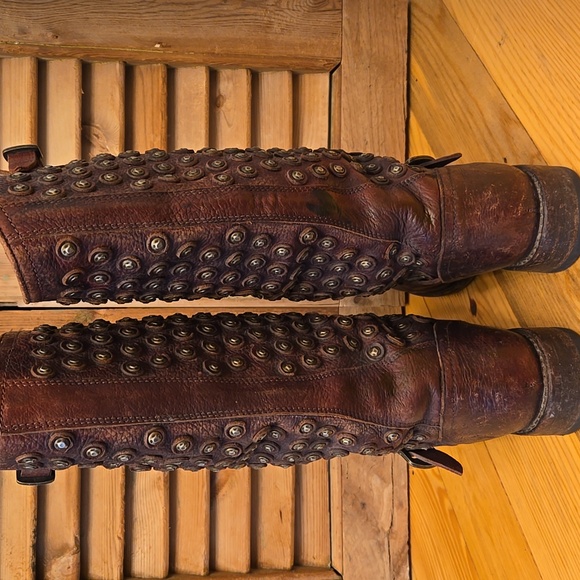 FRYE Jenna Disc Tall Brown Leather Boots, Sz 7 - Picture 7 of 16